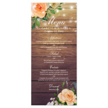 Rustic Roos Floral String Lights Wedding Menu