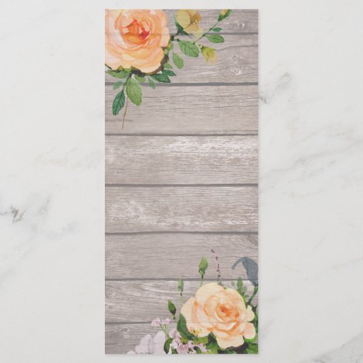 Rustic Roos Floral String Lights Wedding Menu (Achterkant)