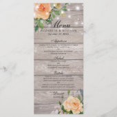 Rustic Roos Floral String Lights Wedding Menu (Voorkant)