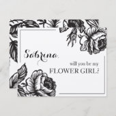 Rustic Roos Flowers wordt mijn Bloemenmeisje Kaart (Voorkant / Achterkant)