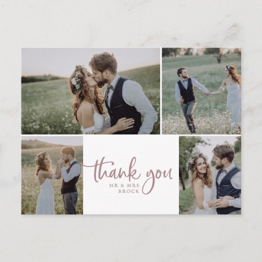 Rustic Roos Gold 4 Foto Collage Weddenschap Hartel Briefkaart (Voorkant)