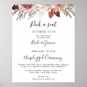 Rustic Roos Gold Floral Wedding Unplugged Ceremoni Poster (Voorkant)