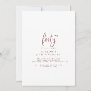 Rustic Roos Gold Script 40e verjaardag Kaart