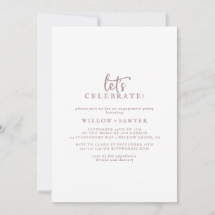 Rustic Roos Gold Script Let's Celebrate Kaart