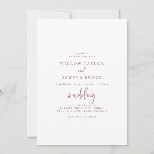 Rustic Roos Gold Script Photo Wedding Kaart (Voorkant)