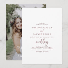 Rustic Roos Gold Script Photo Wedding Kaart