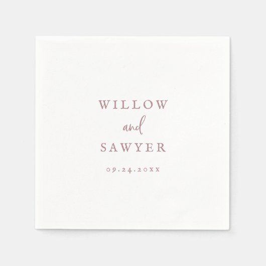 Rustic Roos Gold Script Wedding Napkins Servet (Voorkant)
