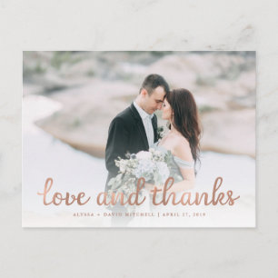 Rustic Roos Gold Wedding Foto Hartelijk dank Briefkaart