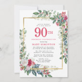 Rustic Roos Holly Berries 90e verjaardag Kaart (Voorkant)