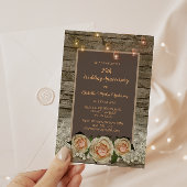 Rustic Roos Lace Mason Jar Licht 25th Jubileum Kaart