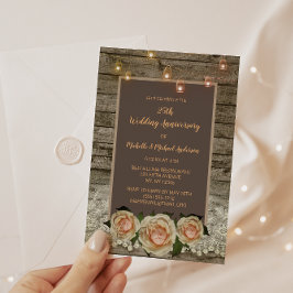 Rustic Roos Lace Mason Jar Licht 25th Jubileum Kaart