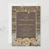 Rustic Roos Lace Mason Jar Licht 25th Jubileum Kaart (Voorkant)