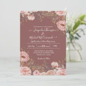 Rustic Roos Roze Waterverf Floral Dried Greenery Kaart (Staand voorkant)
