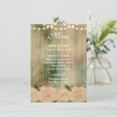 Rustic Roos Wedding Menu Kaart (Staand voorkant)