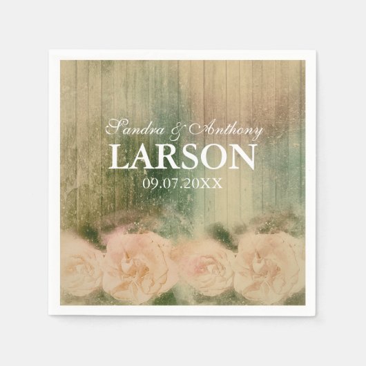 Rustic Roos Wedding Napkin Servetten (Voorkant)