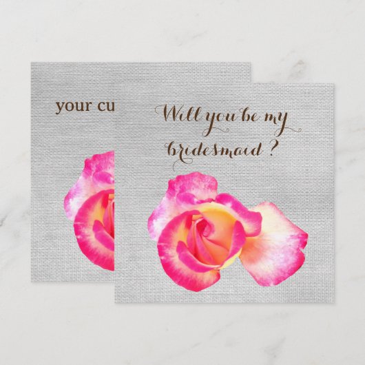 Rustic, Roos, word je mijn bruidskaart? Kaart (Voorkant / Achterkant)