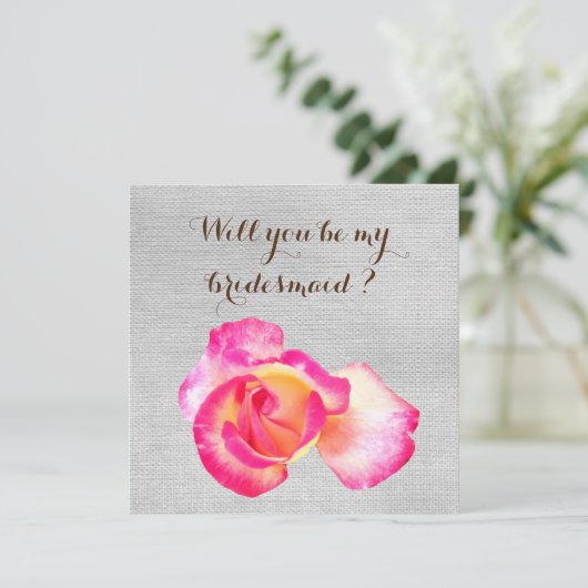 Rustic, Roos, word je mijn bruidskaart? Kaart (Staand voorkant)