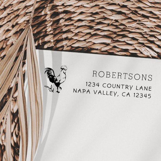 Rustic Rooster | Achternaam Retouradres Rubberstempel