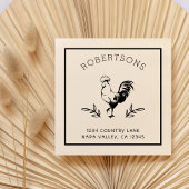 Rustic Rooster | Achternaam Retouradres Zelfinktende Stempel