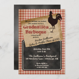 Rustic Rooster Backyard BBQ Graduation Party Kaart