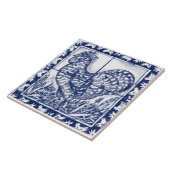 Rustic Rooster Blue White Delft Dedham Tegeltje (Zijkant)