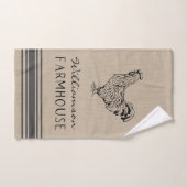 RUSTIC ROOSTER FARMHOUSE FAMILIE NAME BURLAP HANDDOEK (Handdoek)