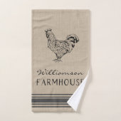 RUSTIC ROOSTER FARMHOUSE FAMILIE NAME BURLAP HANDDOEK (Handdoek)