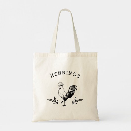 Rustic Rooster, gepersonaliseerd Tote Bag (Achterkant)