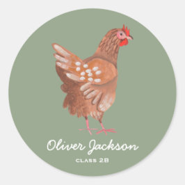 Rustic Rooster Ronde Sticker