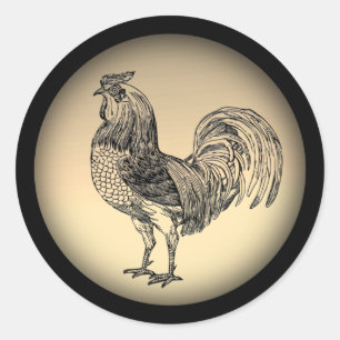 Rustic Rooster Ronde Sticker