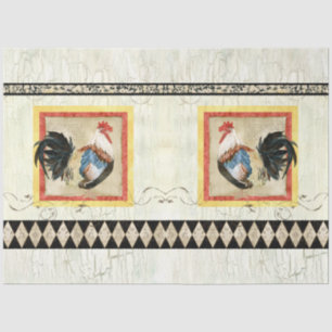 Rustic Rooster Waterverf Harlequin Wood Ontvlechti Tissuepapier