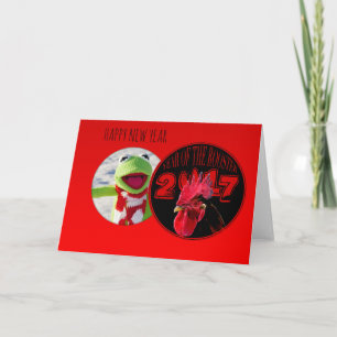Rustic Rooster Year 2017 Voeg uw afbeelding Groet Feestdagen Kaart