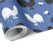 Rustic Roosters Boerderij Hand Drawn Pattern Cadeaupapier (Rol Hoek)