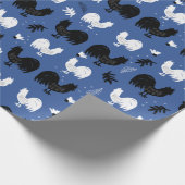 Rustic Roosters Boerderij Hand Drawn Pattern Cadeaupapier (Hoek)
