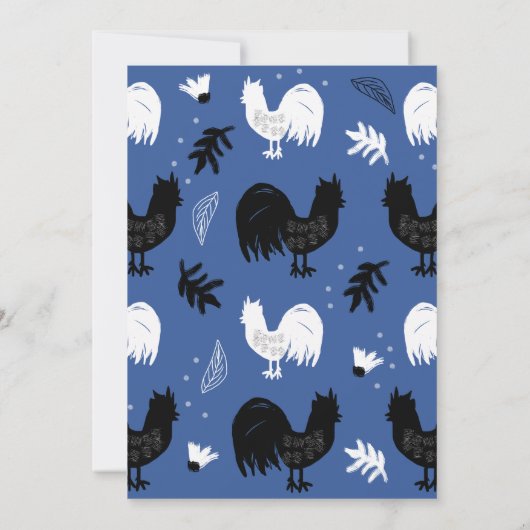 Rustic Roosters Boerderij Hand Drawn Pattern Kaart (Achterkant)