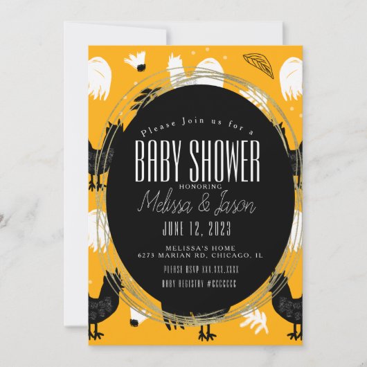 Rustic Roosters Boerderij Hand Drawn Pattern Kaart (Voorkant)