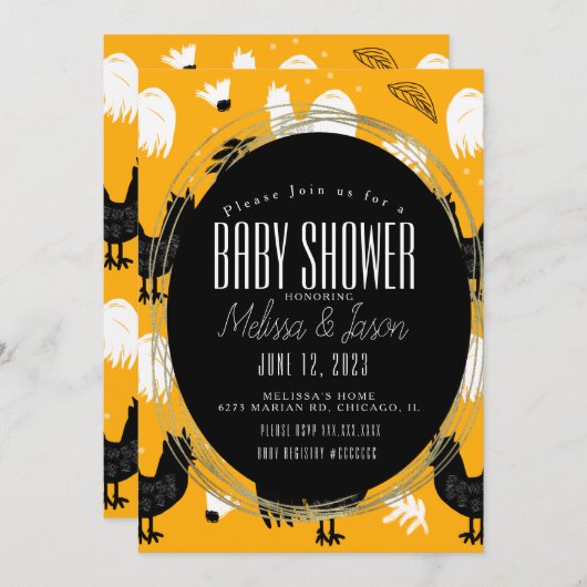 Rustic Roosters Boerderij Hand Drawn Pattern Kaart (Voorkant / Achterkant)