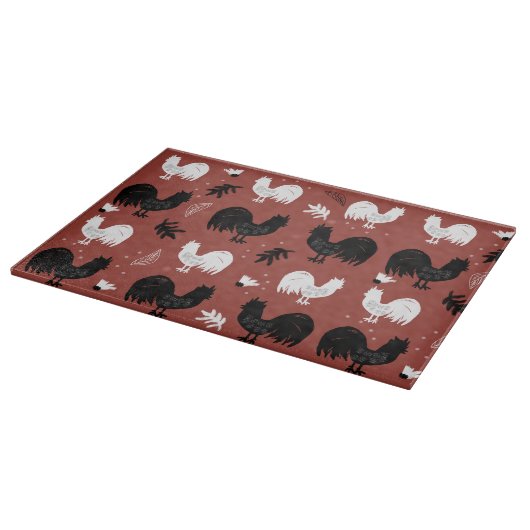 Rustic Roosters Boerderij Hand Drawn Pattern Snijplank (Hoek)