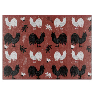 Rustic Roosters Boerderij Hand Drawn Pattern Snijplank
