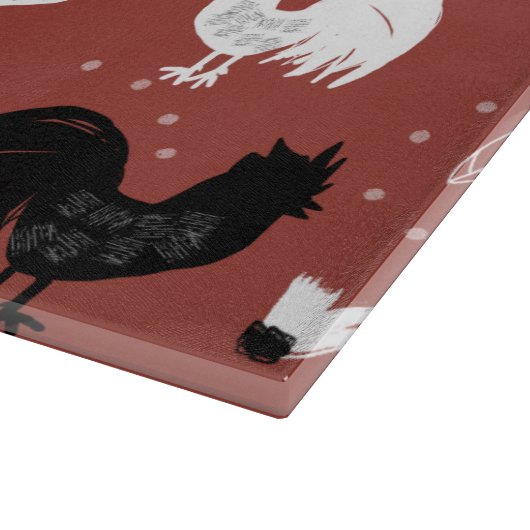 Rustic Roosters Boerderij Hand Drawn Pattern Snijplank (Hoek)