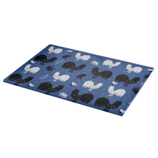 Rustic Roosters Boerderij Hand Drawn Pattern Snijplank (Hoek)