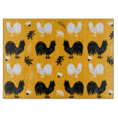 Rustic Roosters Boerderij Hand Drawn Pattern Snijplank (Voorkant)