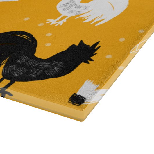 Rustic Roosters Boerderij Hand Drawn Pattern Snijplank (Hoek)
