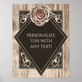 Rustic Rose Elegante Houten Diamanten Feest Banner Poster (Voorkant)