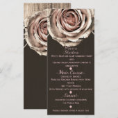 Rustic Rose Elegante Lichte Houten Diamanten Feest Menu (Voorkant / Achterkant)