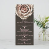 Rustic Rose Elegante Lichte Houten Diamanten Feest Menu (Staand voorkant)