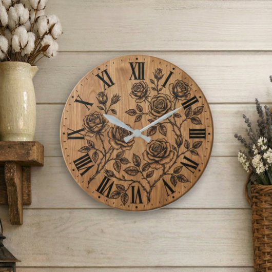 Rustic Rose Garden Wall Clock  Grote Klok