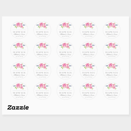 Rustic Roses Wedding Bedankt Sticker (Vel)