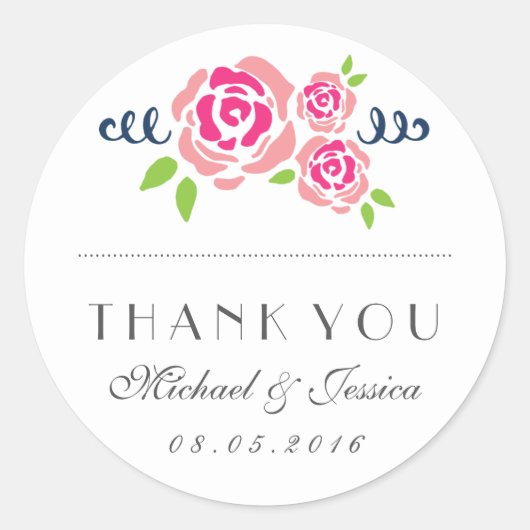 Rustic Roses Wedding Bedankt Sticker (Voorkant)