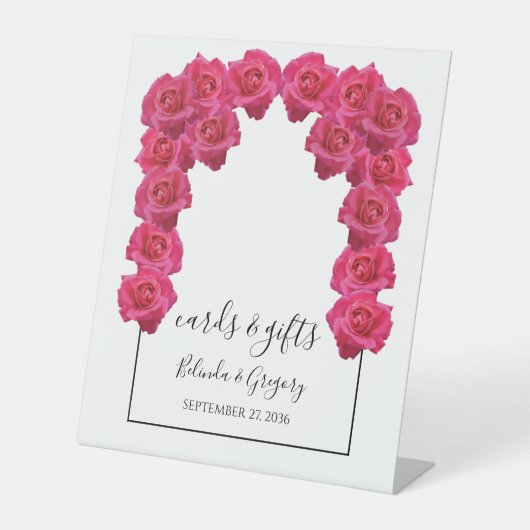 Rustic Roses Wedding Cards & Gifts Reclamebord Met Voetstuk (Voorkant)